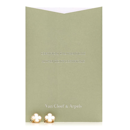 Van Cleef & Arpels 18K Yellow Gold Mother of Pearl Vintage Alhambra Earrings 5 of 5