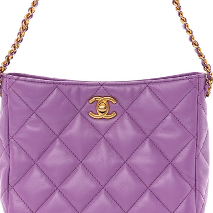 Chanel Lambskin Quilted Small Pick Me Up Hobo Purple 8 of 10