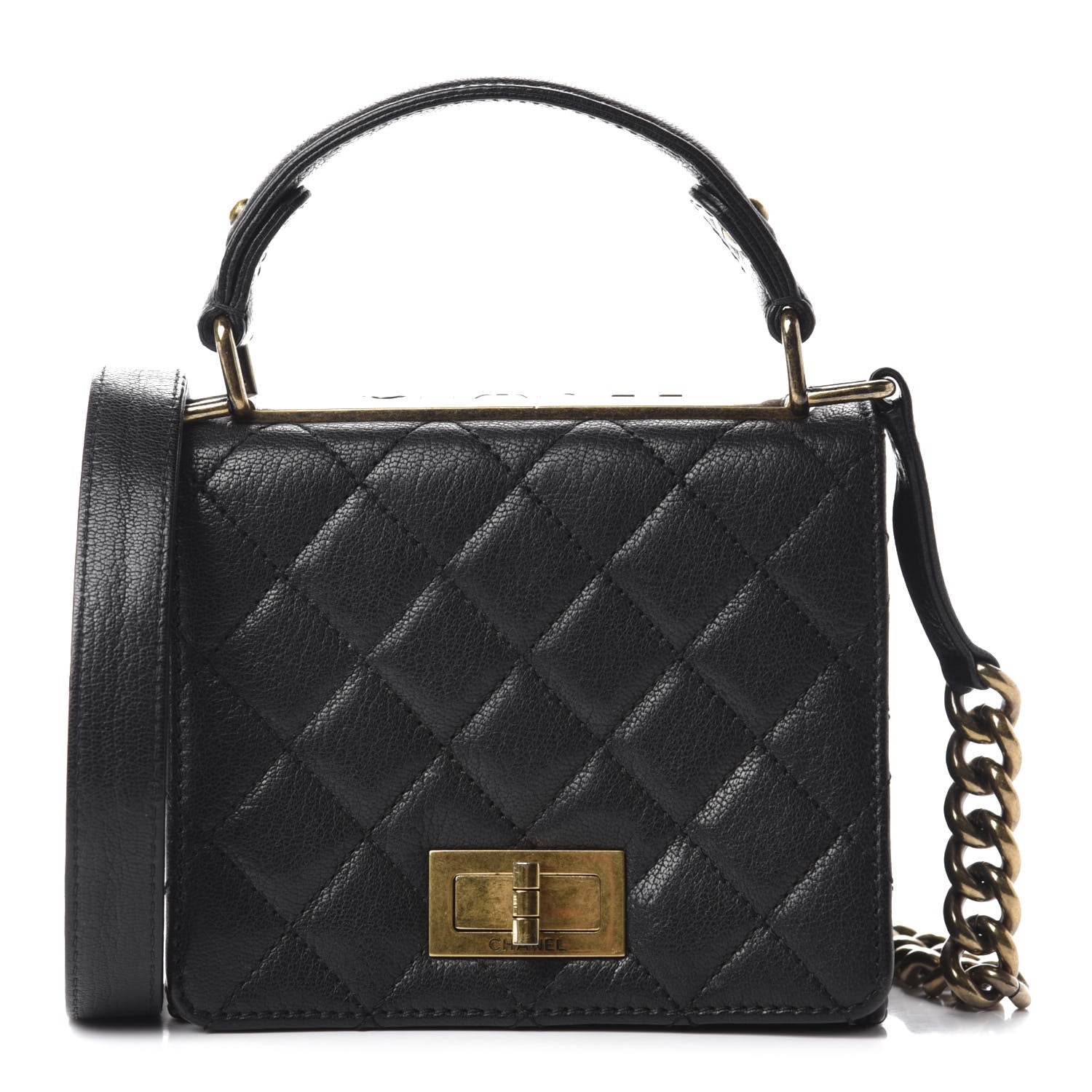 Chanel Goatskin Quilted Small Rita Top Handle Flap Black 1 of 10