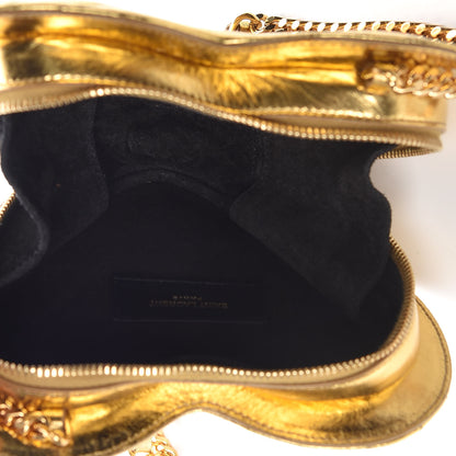 Saint Laurent Metallic Calfskin Matelasse Chevron Monogram Small Love Heart Chain Bag Gold 5 of 14