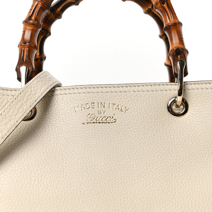 Gucci Pebbled Calfskin Medium Bamboo Shopper Tote Off White 8 of 10
