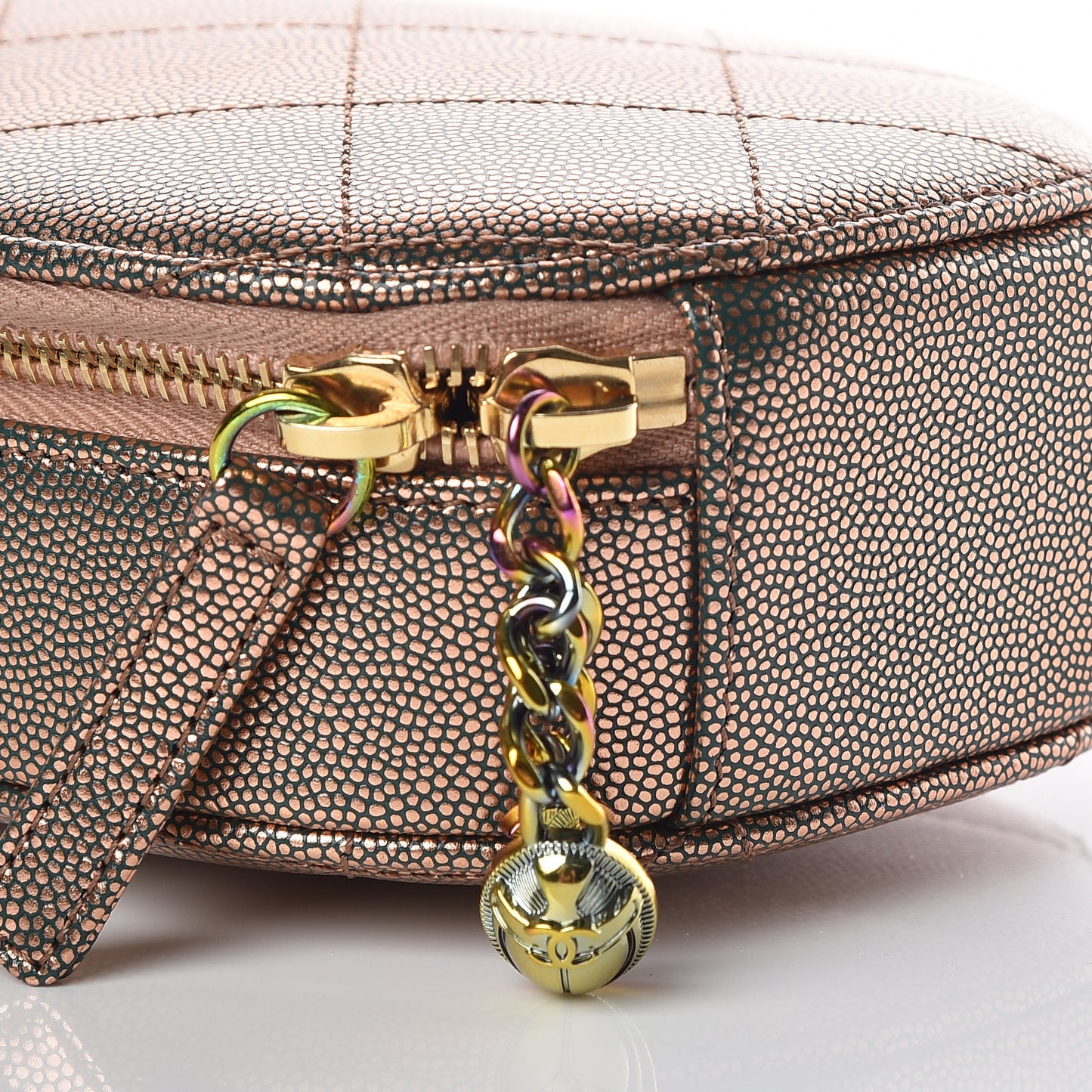 Metallic Caviar Quilted Camera Case Copper