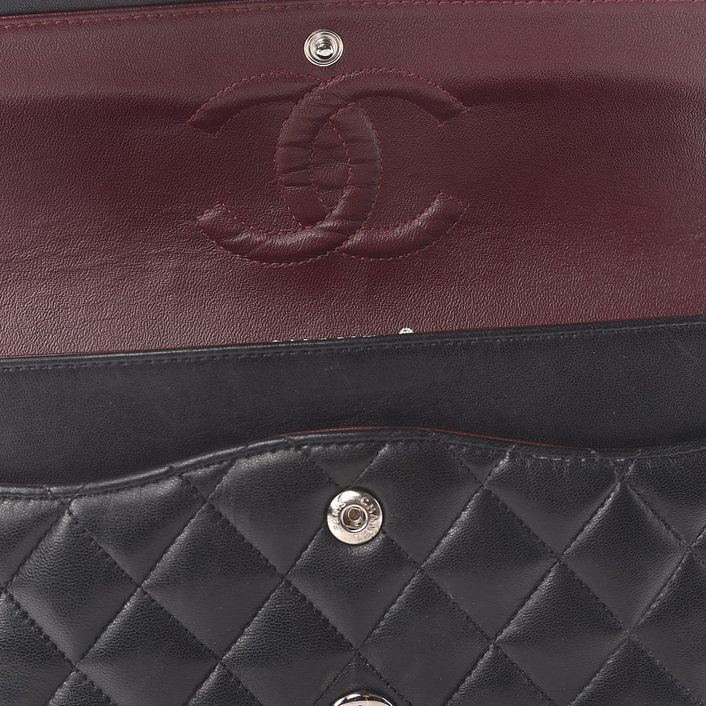 Lambskin Quilted Medium Double Flap Black