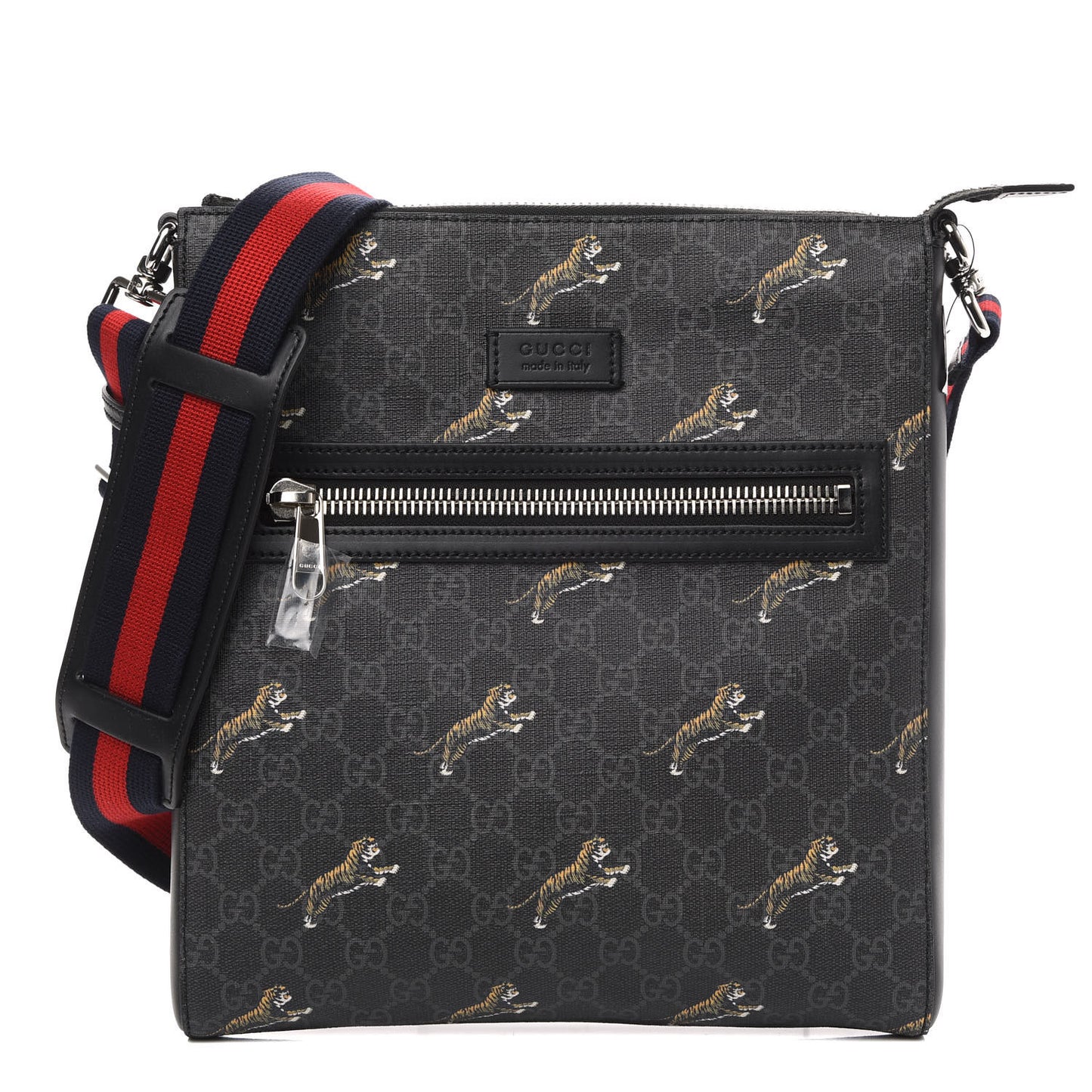 GG Supreme Monogram Tigers Web Messenger Bag Black Multicolor