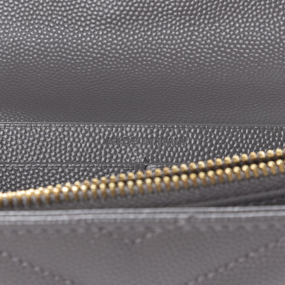 Saint Laurent Grain De Poudre Matelasse Chevron Monogram Flap Wallet Fog 7 of 9