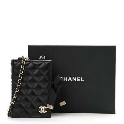 Chanel Lambskin Quilted Book Card Holder on Chain Black 11 of 11