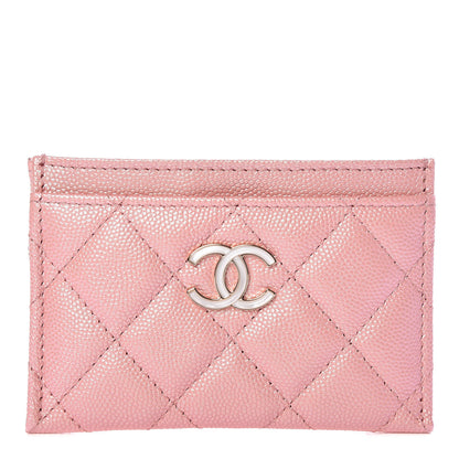 Chanel Iridescent Caviar Quilted Card Holder Rose Pink 1 of 8