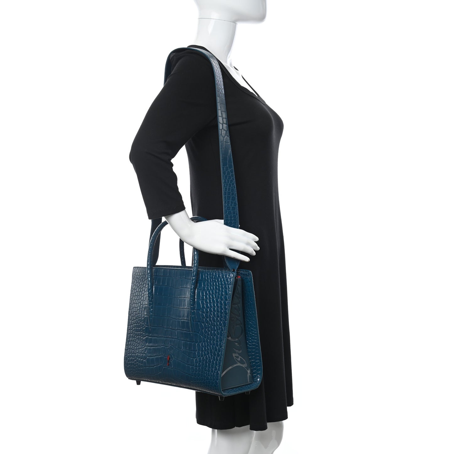 Calfskin Crocodile Embossed Medium Paloma Blue