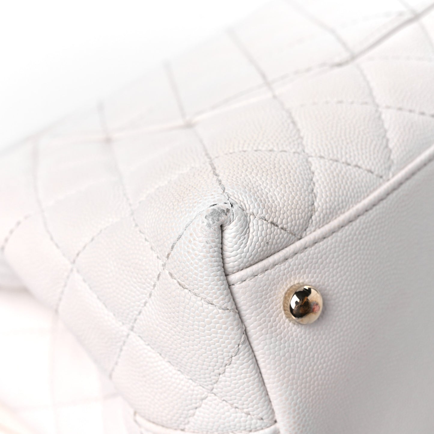 Caviar Quilted Small Coco Handle Flap White