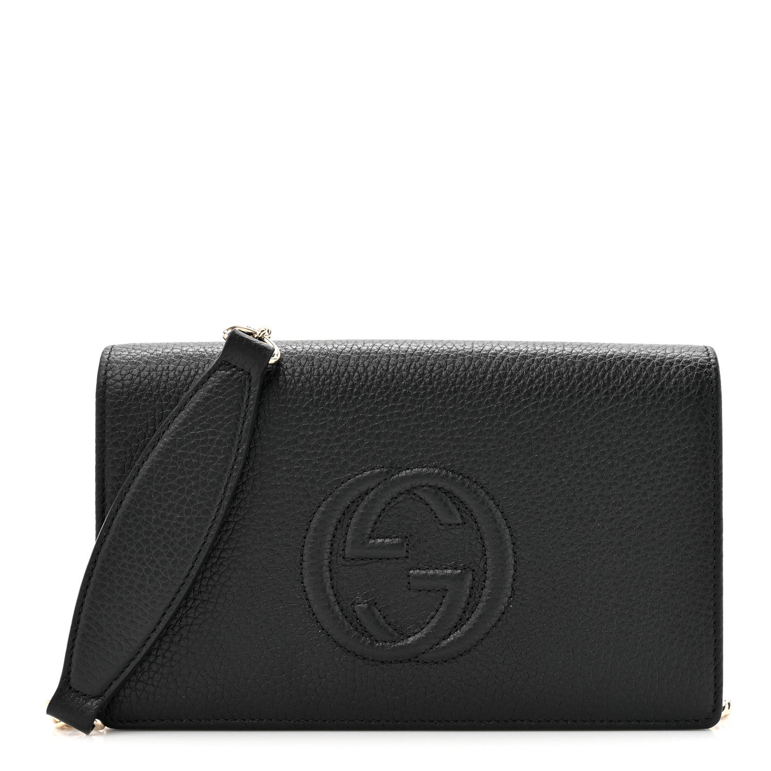 Gucci Pebbled Calfskin Soho Wallet On Chain Black 1 of 10