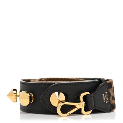 Fendi Ribbon Vitello Century FF 1974 Studded Strap You Fango Marrone Ebano 1 of 5