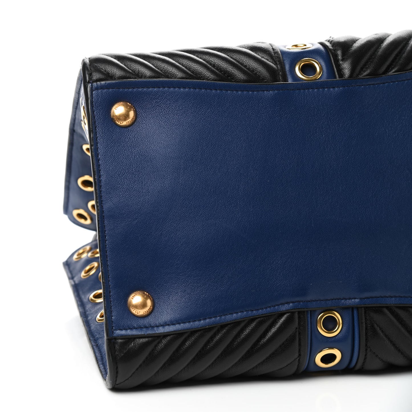 Nappa Biker Grommet Top Handle Tote Inchiostro Black