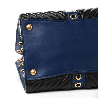 Miu Miu Nappa Biker Grommet Top Handle Tote Inchiostro Black 6 of 8