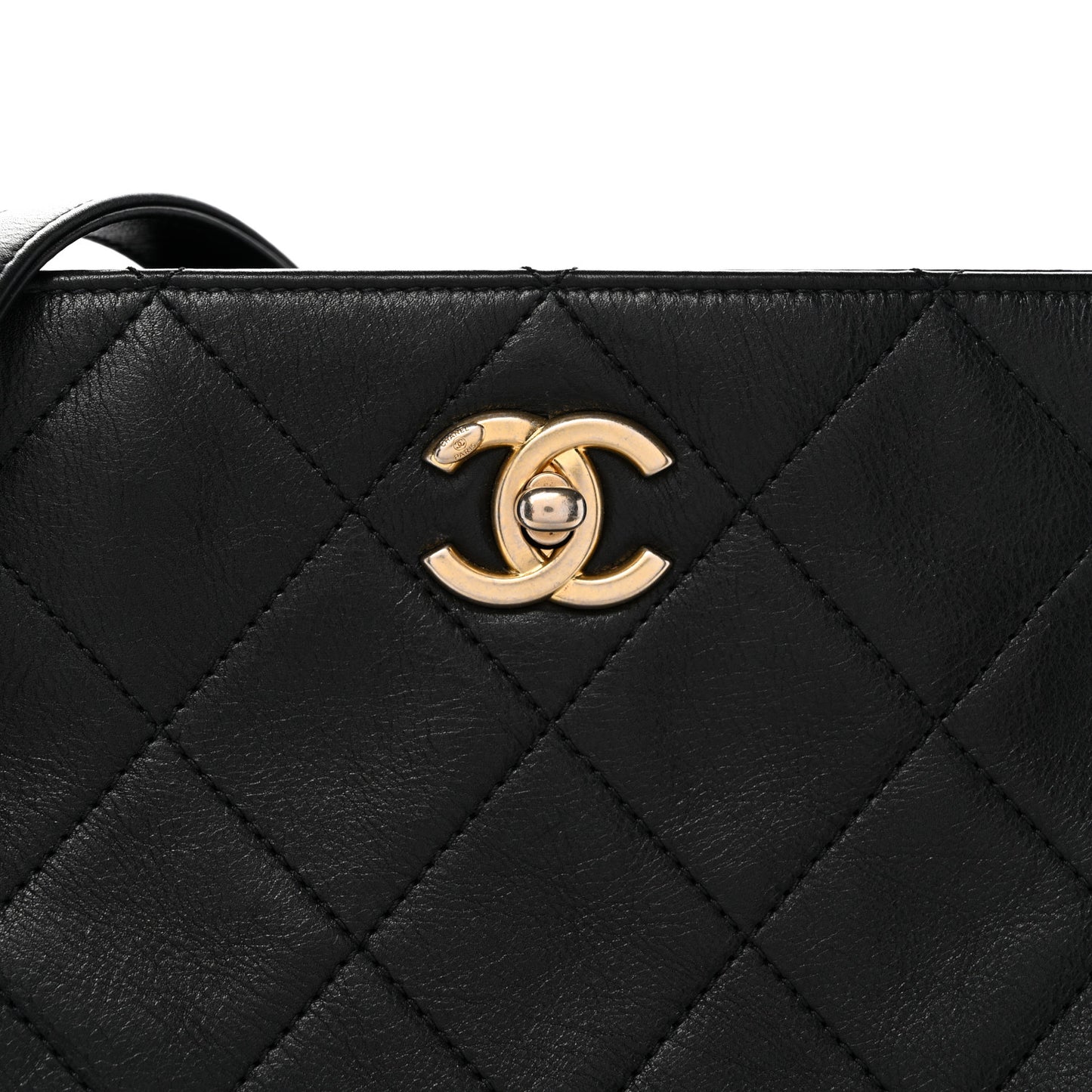 Calfskin Quilted Framing Chain Hobo Black