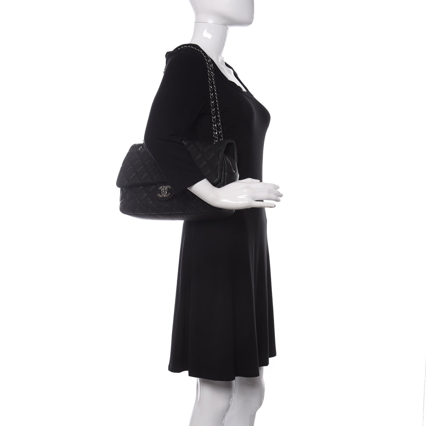 Caviar Quilted Jumbo Easy Flap Black