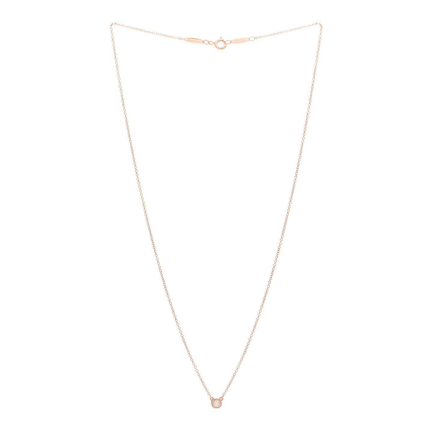 18K Rose Gold Diamond .10ct Elsa Peretti Diamonds by the Yard Pendant Necklace