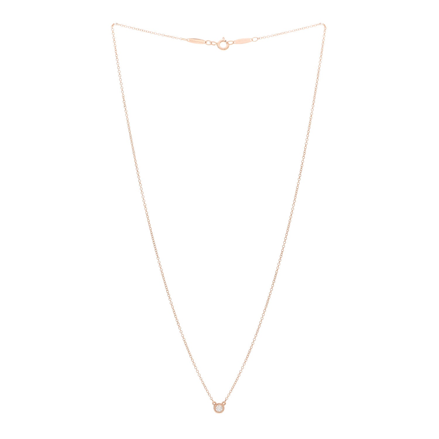 Tiffany 18K Rose Gold Diamond .10ct Elsa Peretti Diamonds by the Yard Pendant Necklace 3 of 4