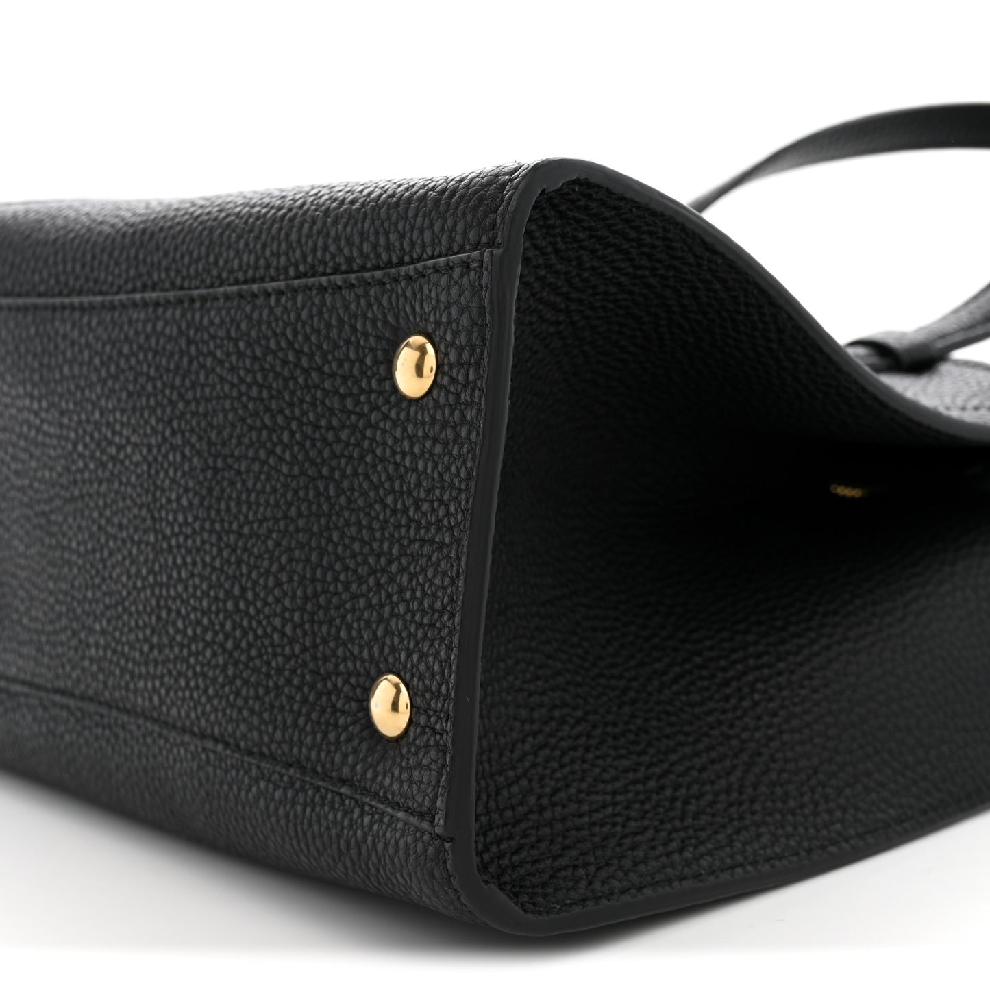 Hammered Calfskin Double Handle Small Amy Tote  Black