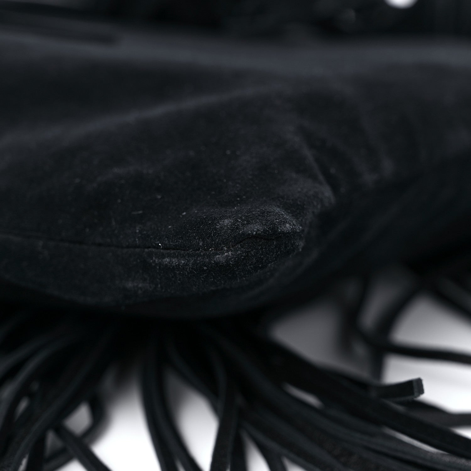 Saint Laurent Suede Calfskin Large Grace Fringed Hobo Bag Rope Black 8 of 11