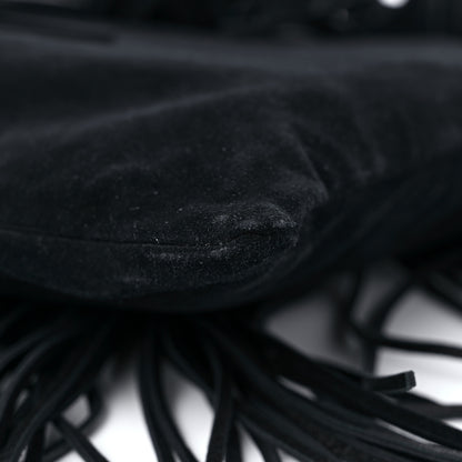 Saint Laurent Suede Calfskin Large Grace Fringed Hobo Bag Rope Black 8 of 11