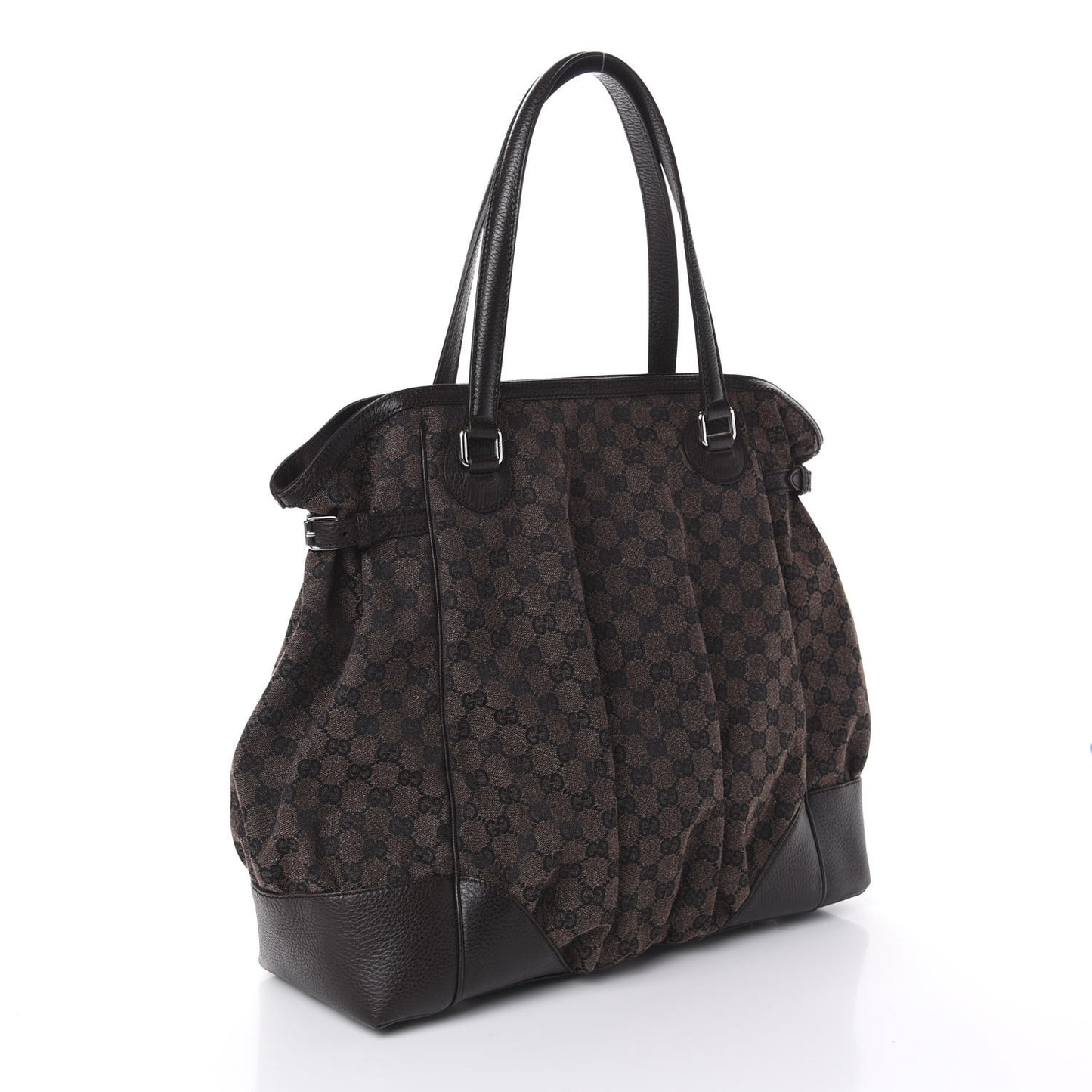 Denim Monogram Full Moon Tote Dark Brown