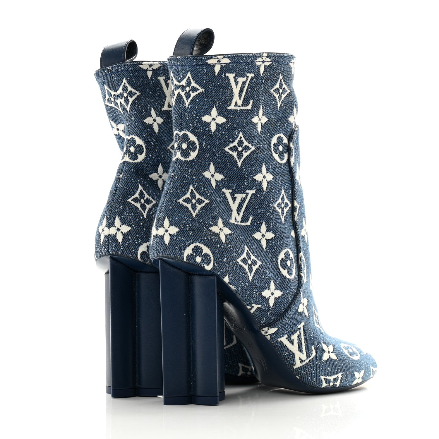 Louis Vuitton Denim Monogram Silhouette Ankle Boots 37 Navy Blue 4 of 9