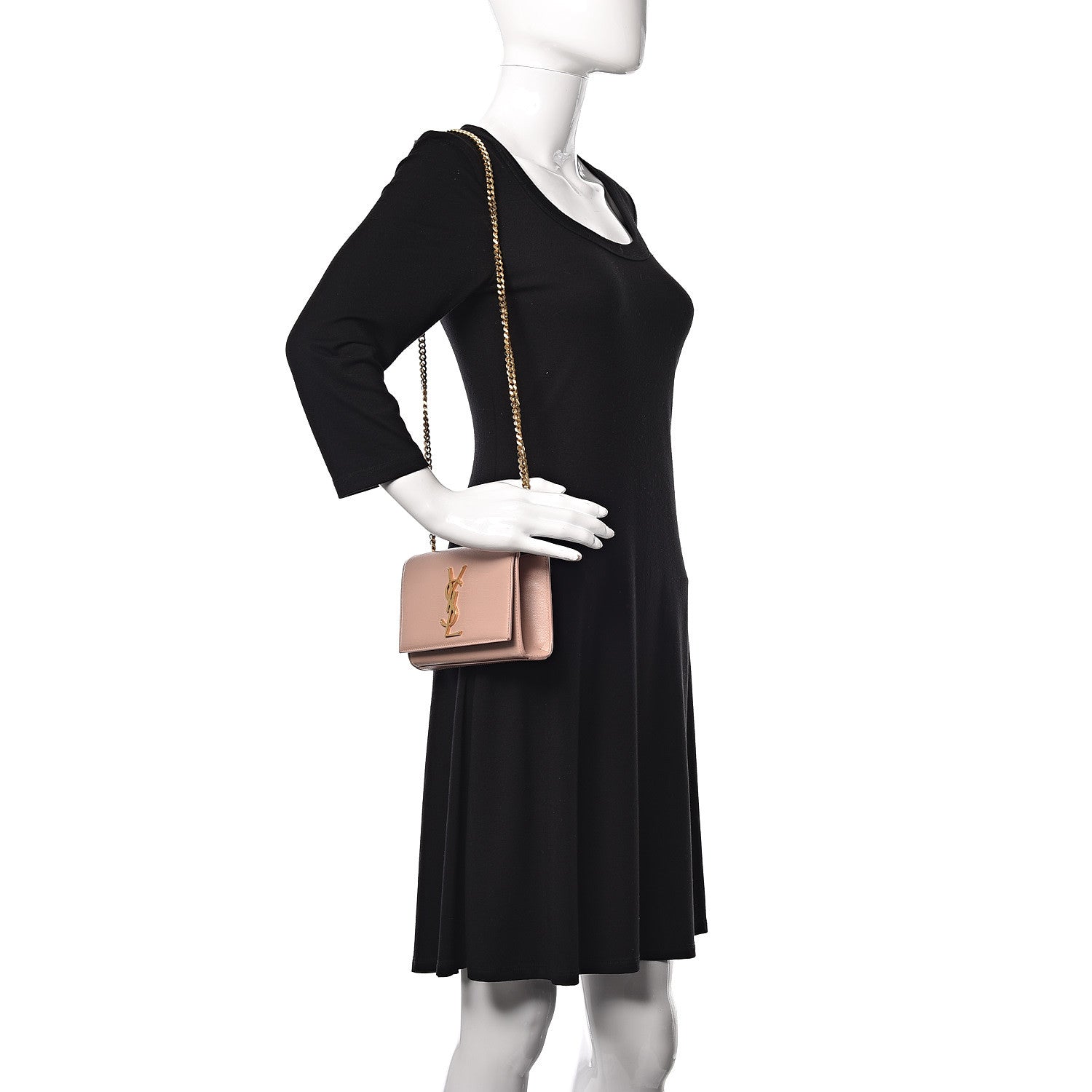 Saint Laurent Grain De Poudre Small Monogram Kate Satchel Pale Blush 2 of 14