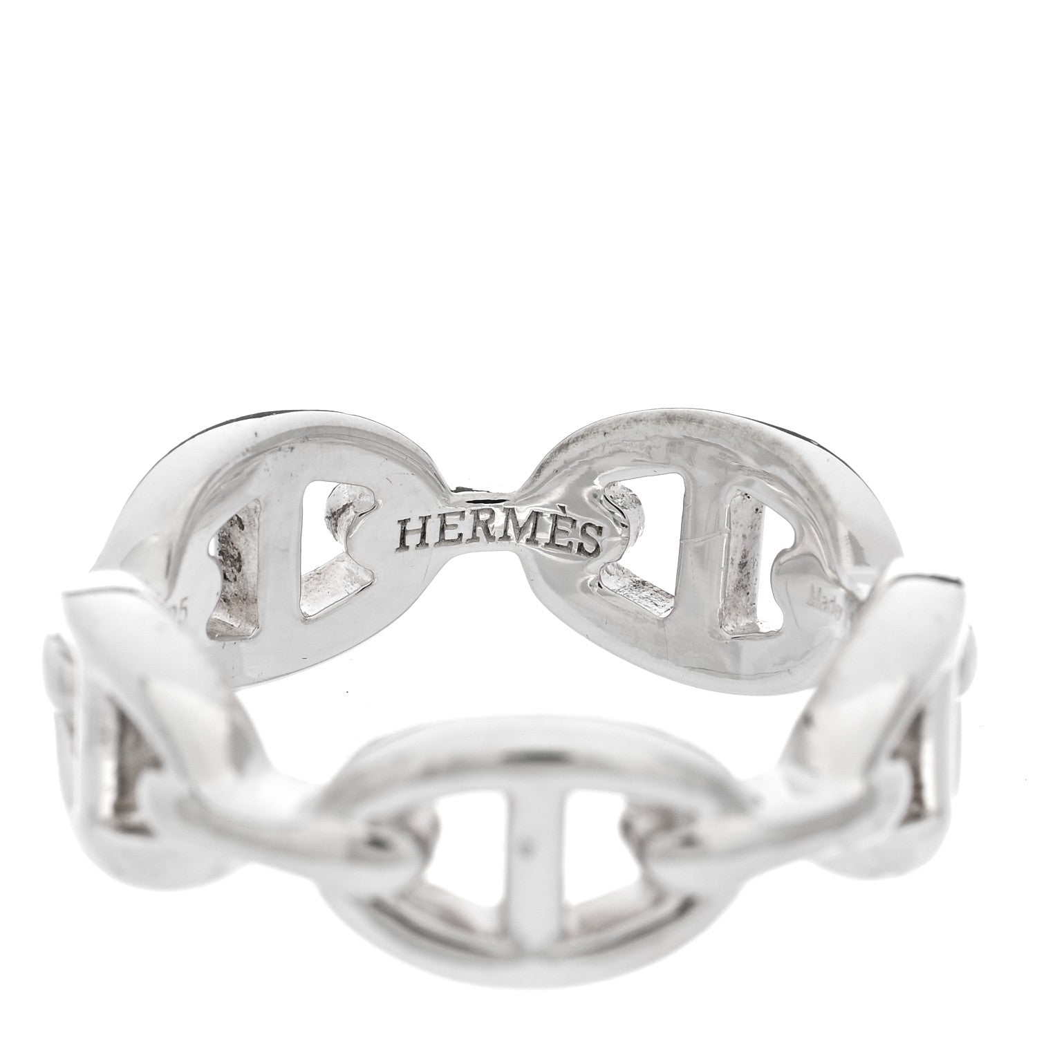 Hermes Sterling Silver PM Chaine d'Ancre Enchainee Band Ring 54 6.75 4 of 8