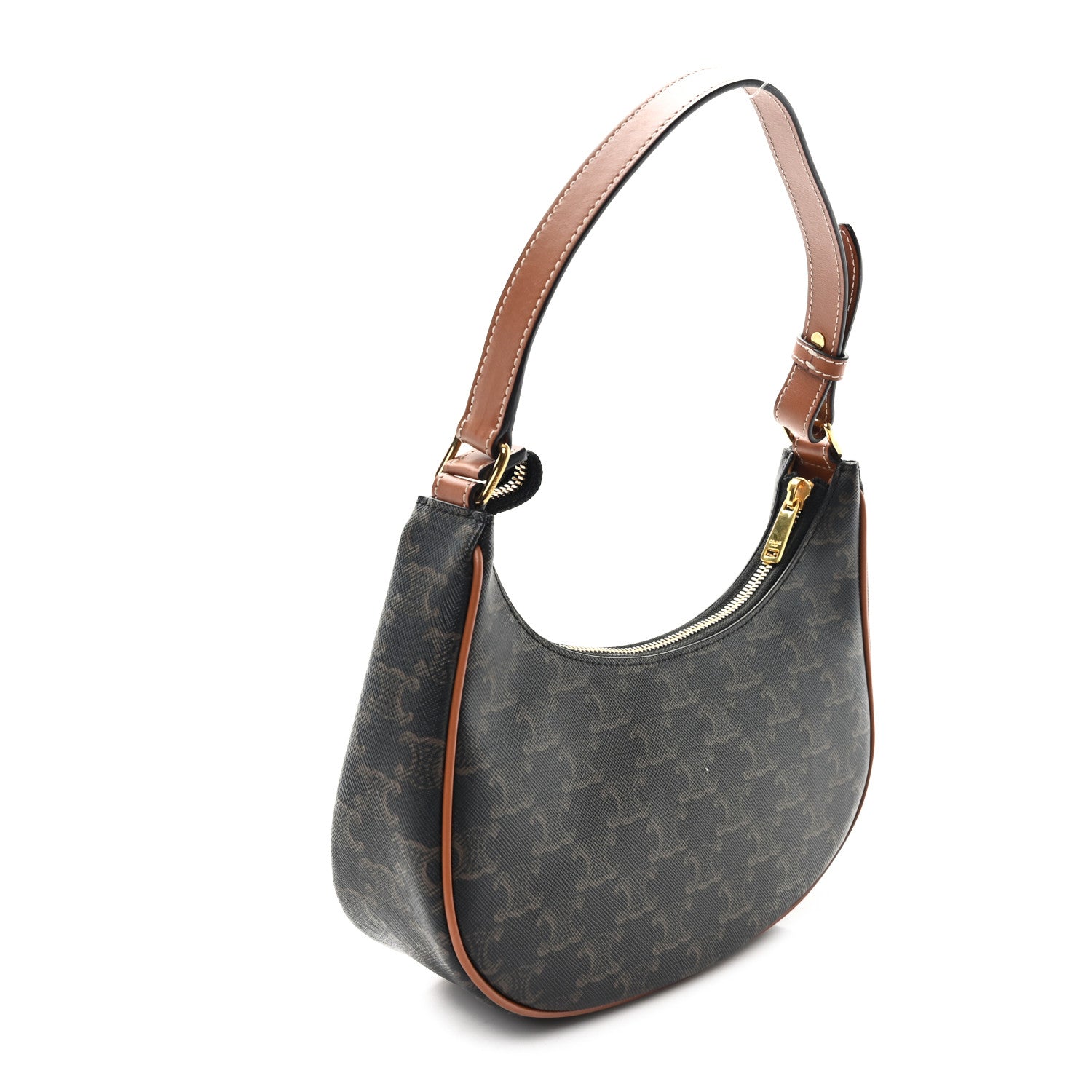 Celine Triomphe Canvas Calfskin Ava Shoulder Bag Tan 3 of 11