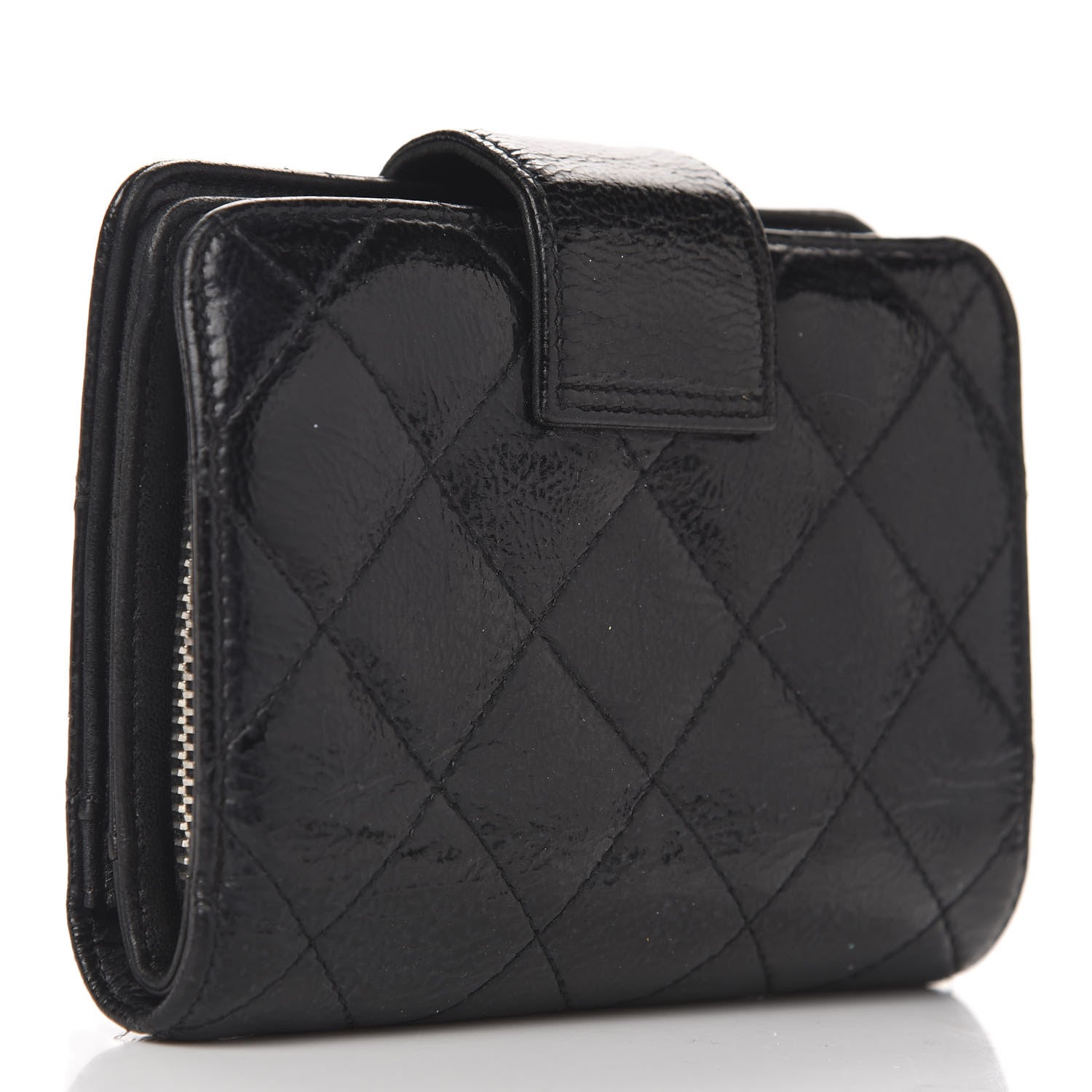 Chanel Patent Caviar CC Compact French Flap Wallet Black 3 of 13