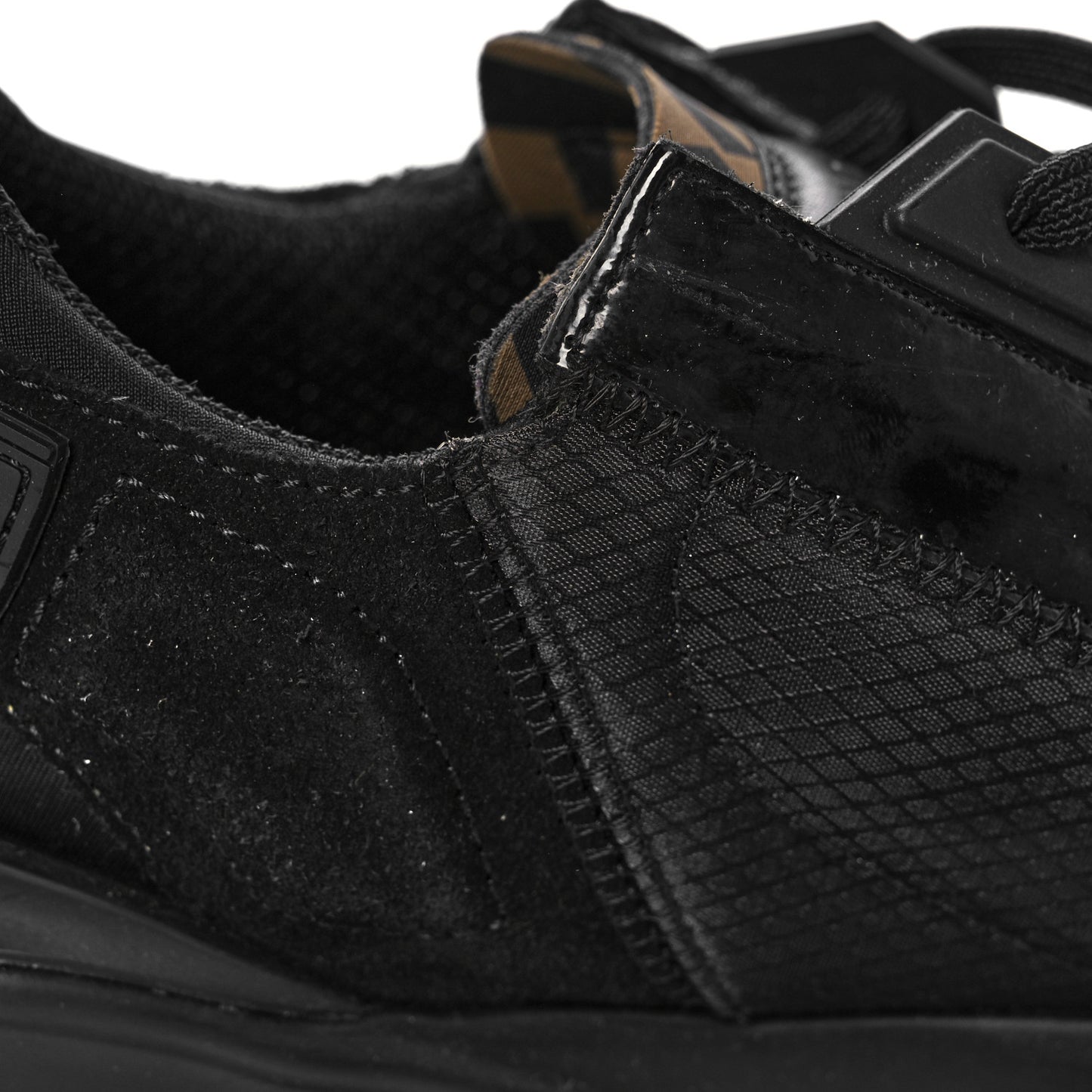 Nylon Suede Mens Fendi Flow Low Top Sneakers 8.5 Black
