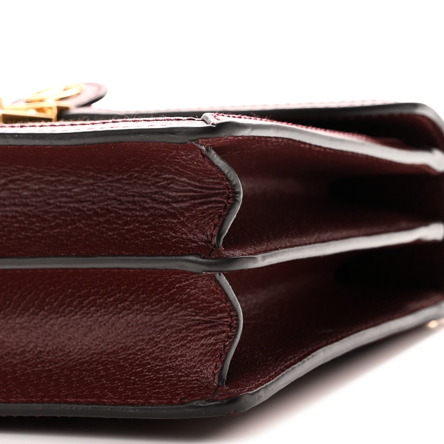 Gucci GG Supreme Monogram Textured Dollar Calfskin Web Small Ophidia Padlock Top Handle Bag Bordeaux 10 of 10
