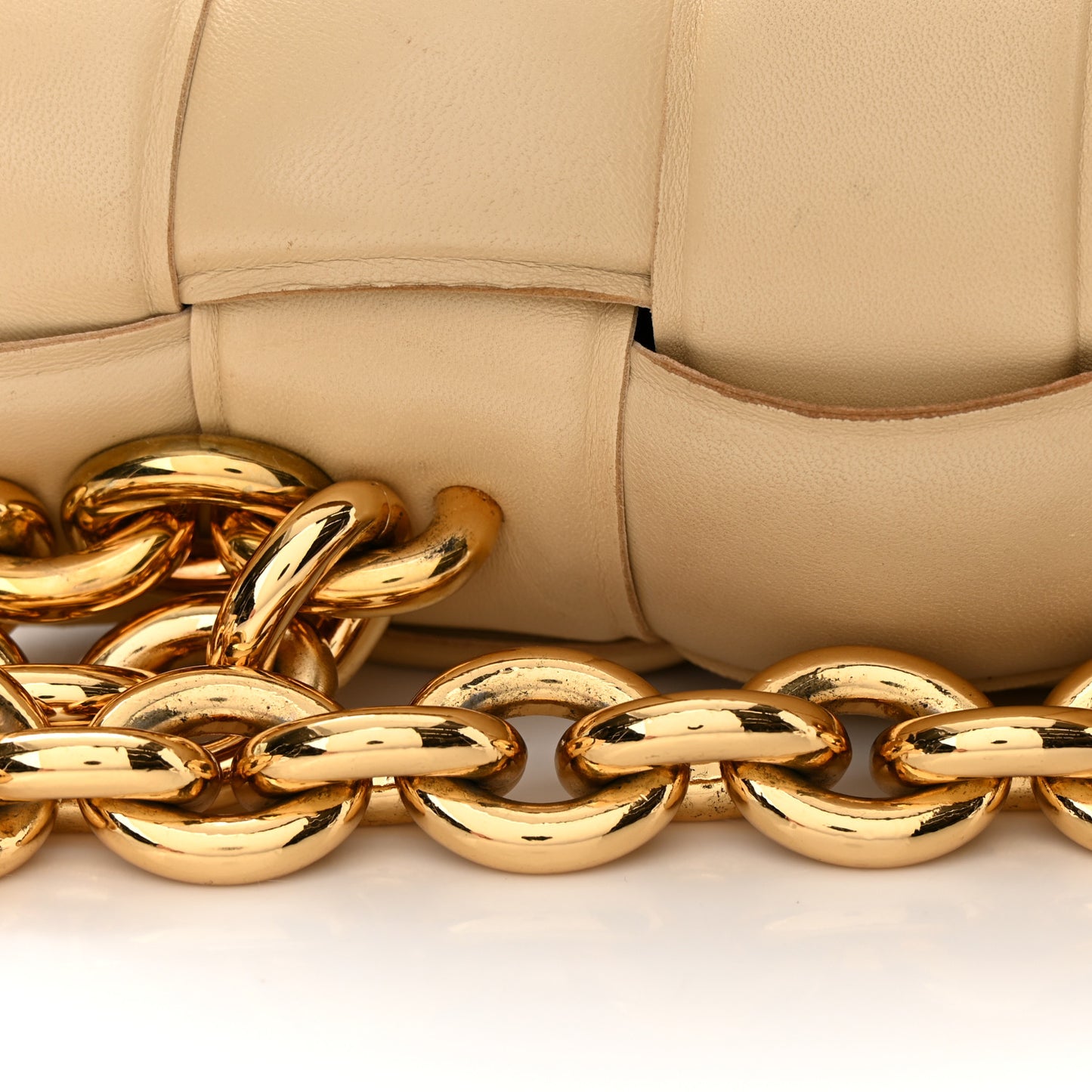 Lambskin Maxi Intreccio Padded Chain Cassette Crossbody Bag Porridge