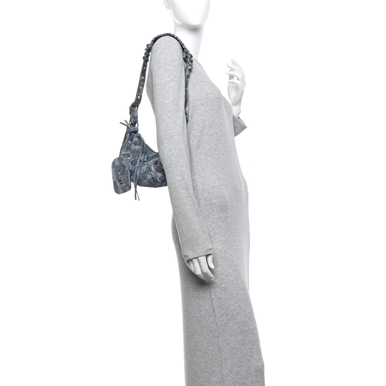 Balenciaga Denim BB Monogram Le Cagole Shoulder Bag XS Blue 2 of 11