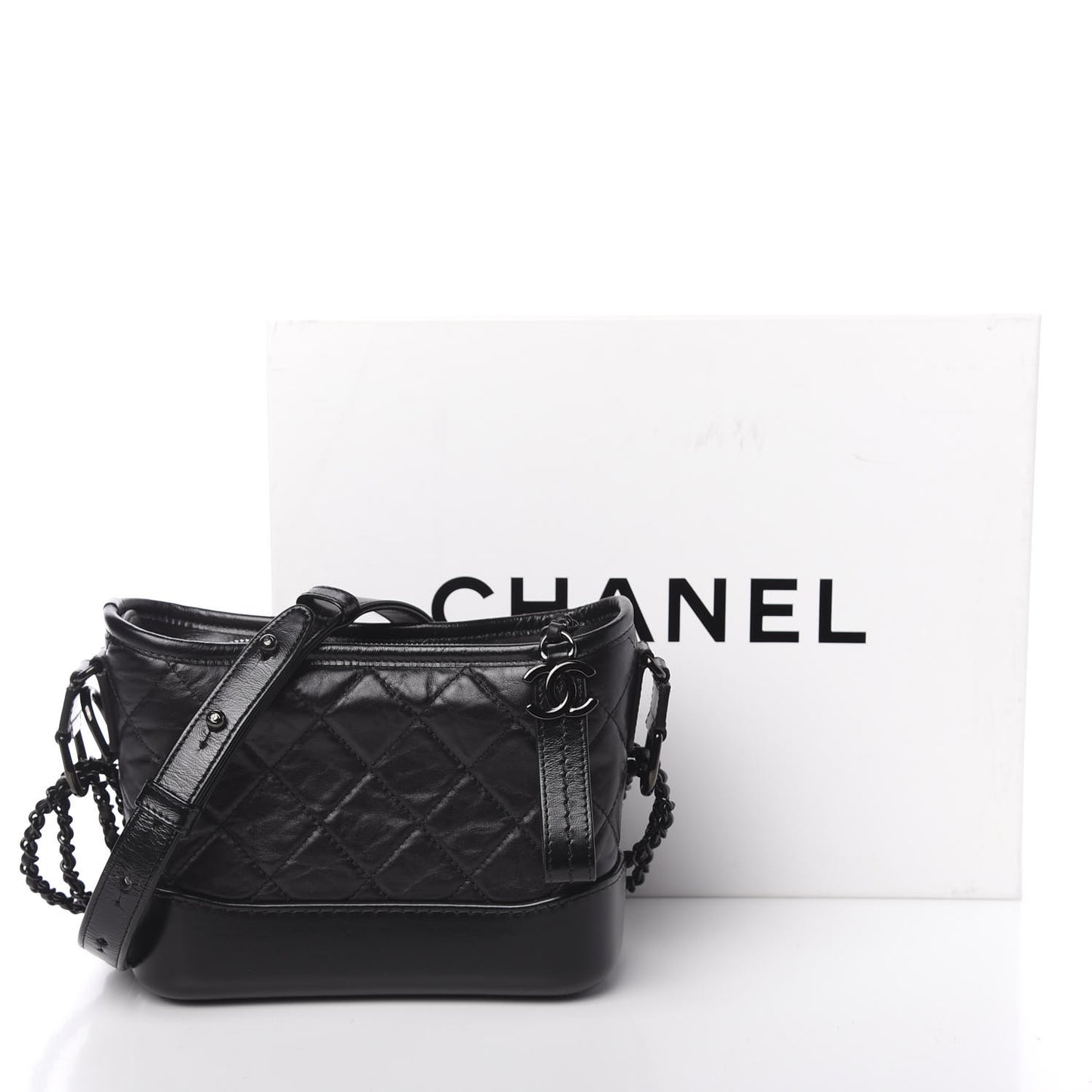 Aged Calfskin Quilted Small Gabrielle Hobo So Black