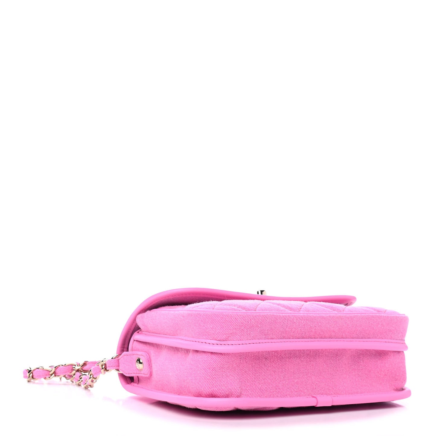 Denim Quilted Small Messenger Flap Neon Pink