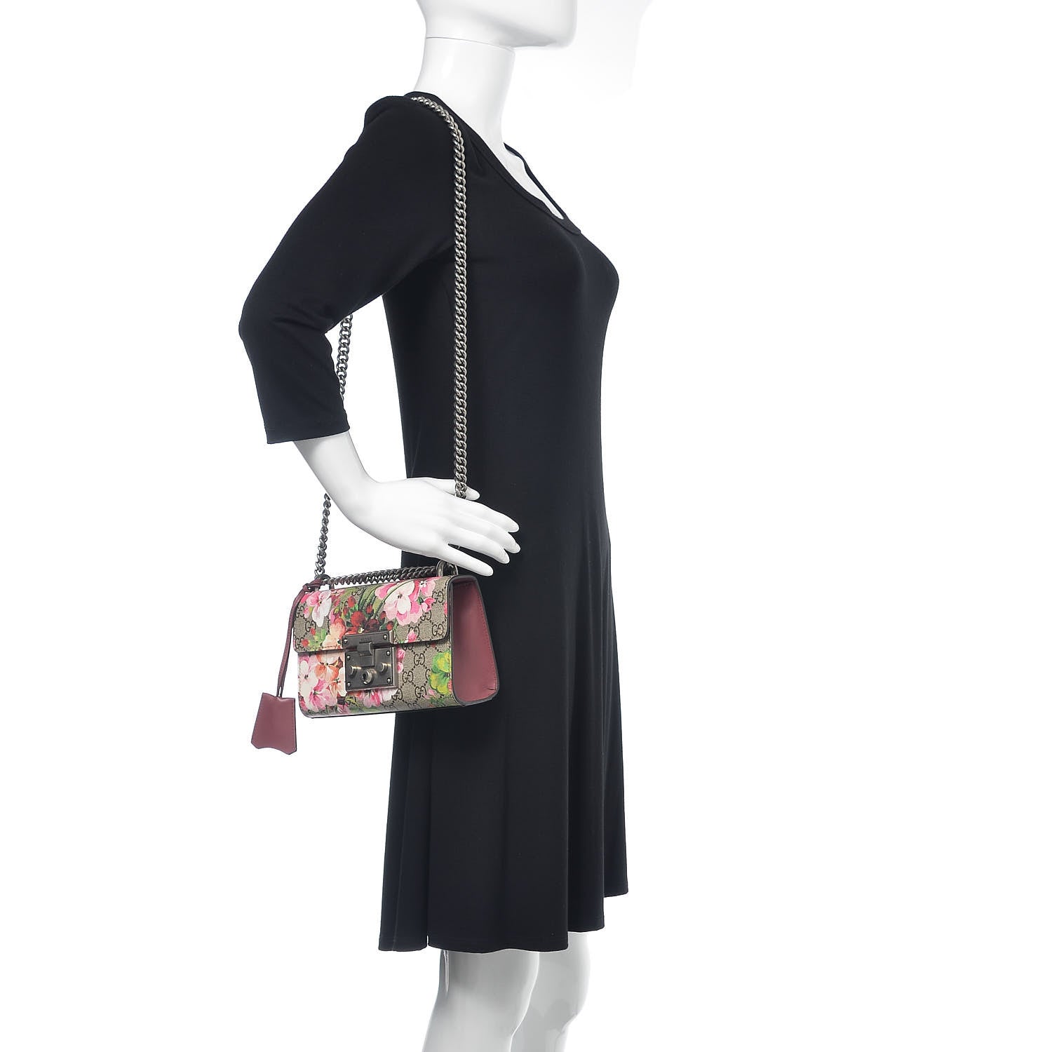 Gucci GG Supreme Monogram Blooms Small Padlock Shoulder Bag Beige Multicolor Dry Rose 2 of 9