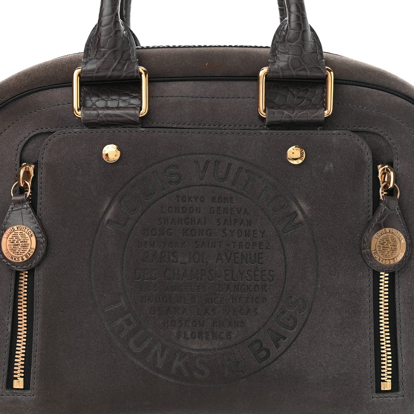 Suede Stamped Havane Bowler GM Grey