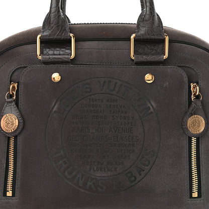 Louis Vuitton Suede Stamped Havane Bowler GM Grey 8 of 12