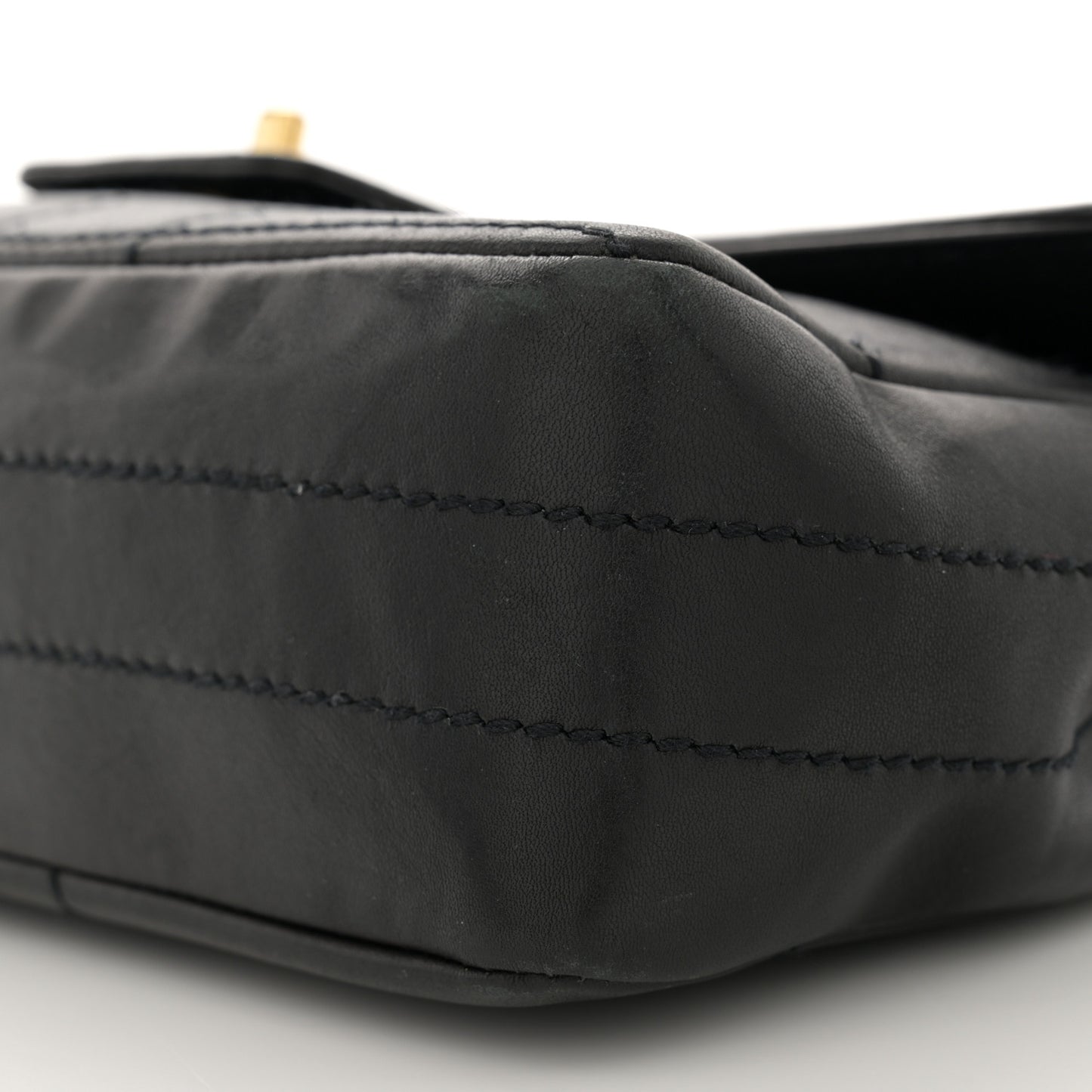 Lambskin Stitched Chocolate Bar Single Flap Black