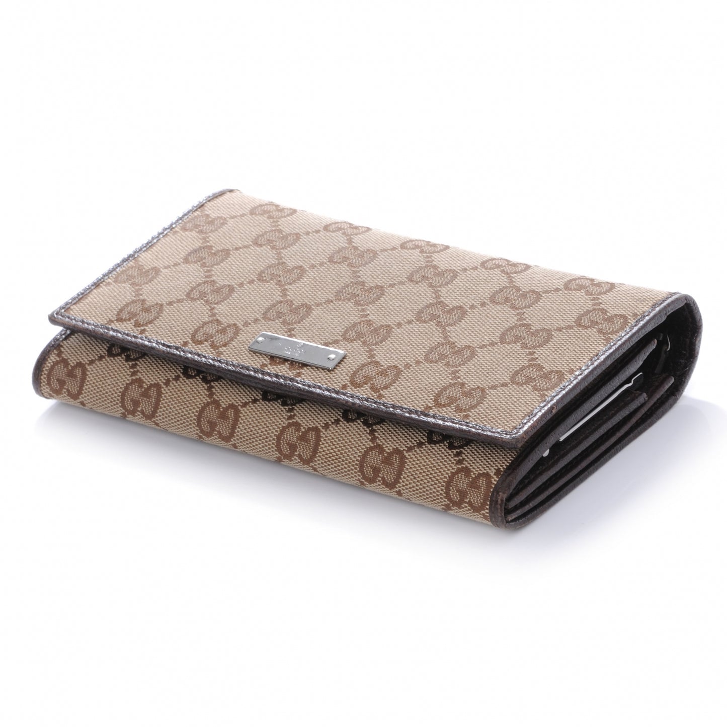Monogram Metal Bar Continental Flap Wallet Brown