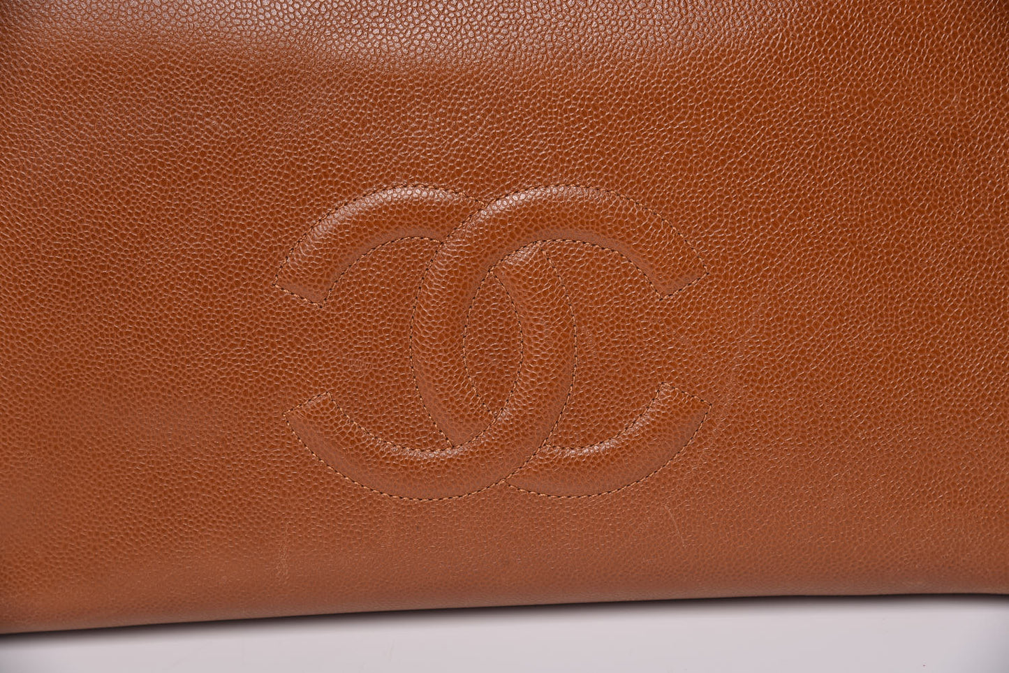 Caviar Large CC Shoulder Bag Light Brown