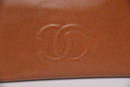Chanel Caviar Large CC Shoulder Bag Light Brown 16 of 17