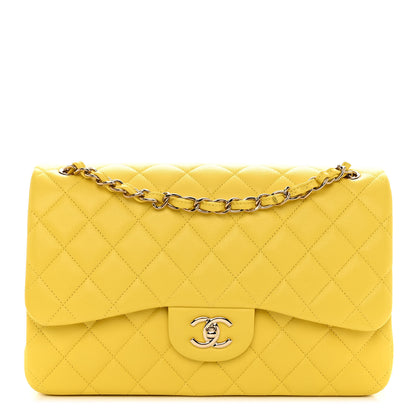 Chanel Caviar Quilted Jumbo Double Flap Yellow 1 of 10