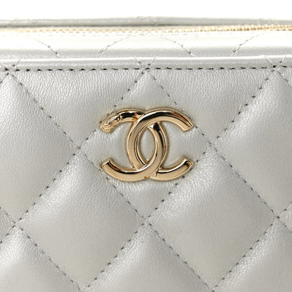 Chanel Metallic Lambskin Quilted Top Handle Vanity Case Silver 12 of 13