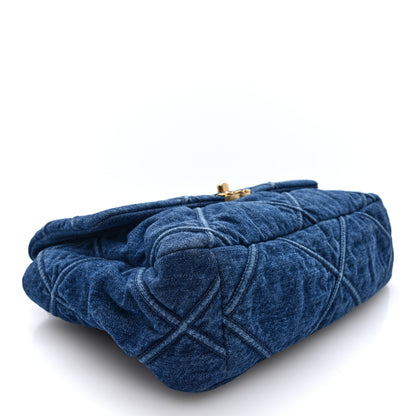 Chanel Denim Quilted Large Chanel 19 Flap Blue 4 of 10