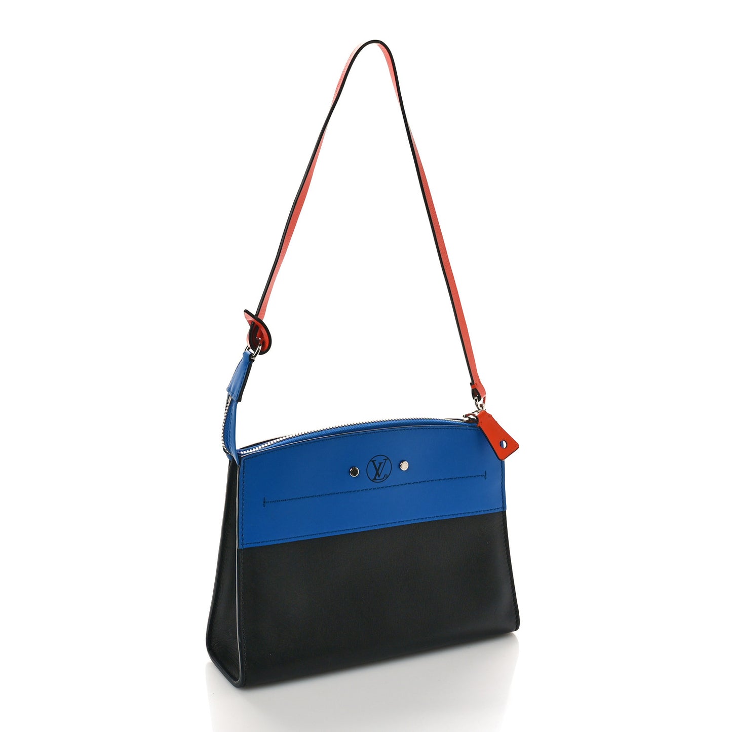 Calfskin City Steamer Clutch Black Bleu