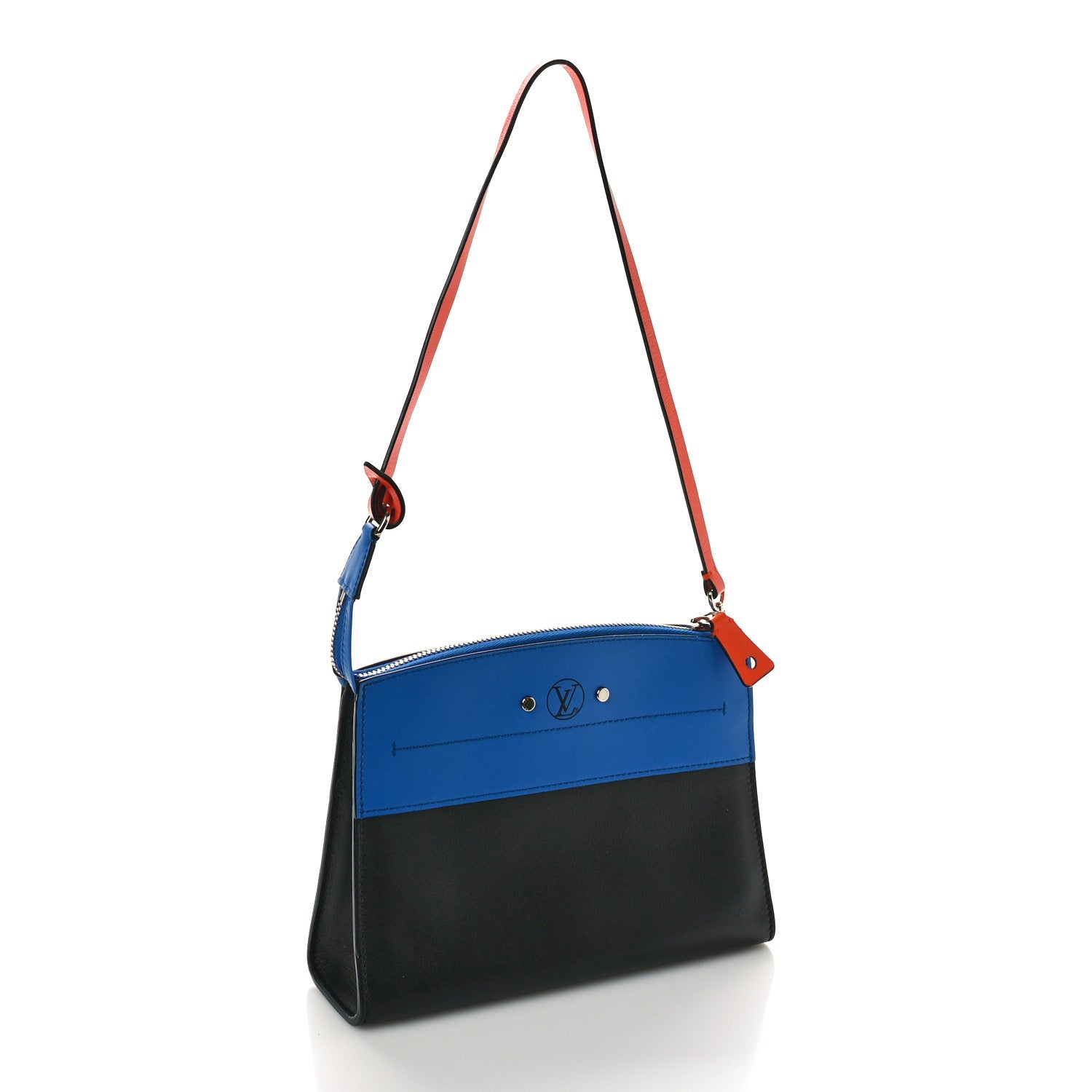 Louis Vuitton Calfskin City Steamer Clutch Black Bleu 3 of 11