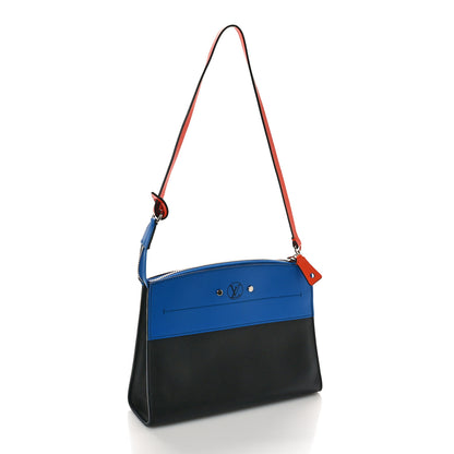 Louis Vuitton Calfskin City Steamer Clutch Black Bleu 3 of 11