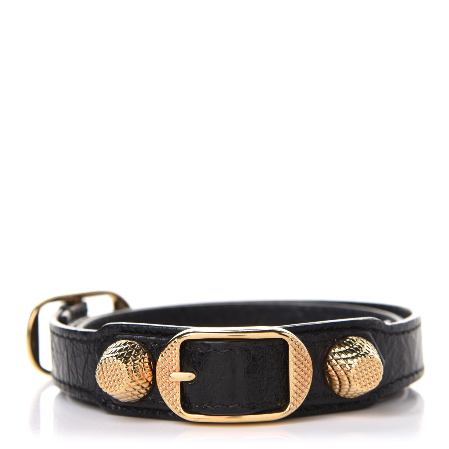 Balenciaga Agneau Giant 12 Gold Hardware Triple Tour Bracelet M Black 1 of 5